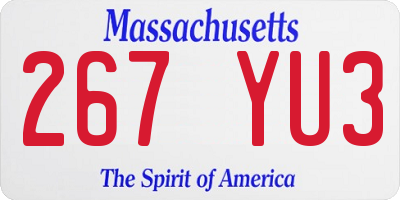 MA license plate 267YU3