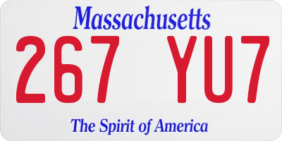 MA license plate 267YU7
