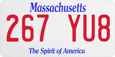 MA license plate 267YU8