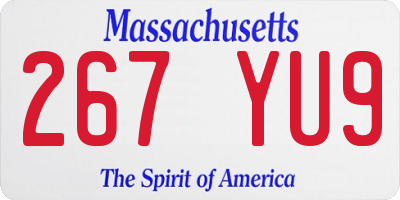 MA license plate 267YU9