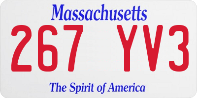 MA license plate 267YV3