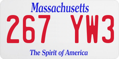 MA license plate 267YW3
