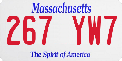 MA license plate 267YW7