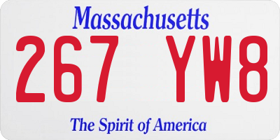 MA license plate 267YW8