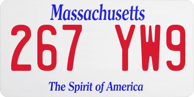 MA license plate 267YW9