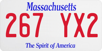 MA license plate 267YX2
