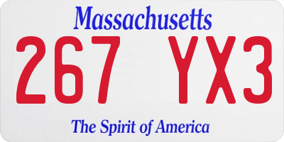 MA license plate 267YX3