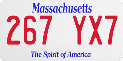 MA license plate 267YX7
