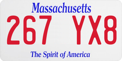 MA license plate 267YX8