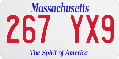 MA license plate 267YX9