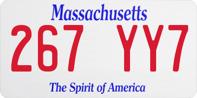 MA license plate 267YY7