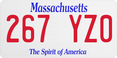MA license plate 267YZ0