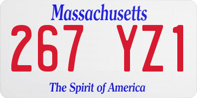 MA license plate 267YZ1