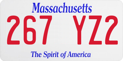 MA license plate 267YZ2