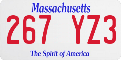 MA license plate 267YZ3
