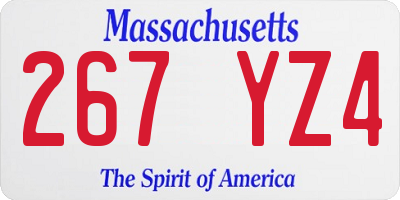 MA license plate 267YZ4