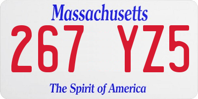 MA license plate 267YZ5