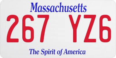 MA license plate 267YZ6