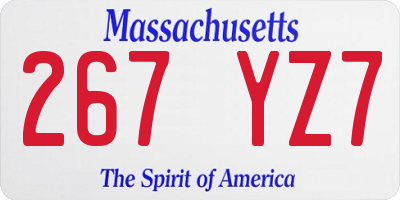 MA license plate 267YZ7