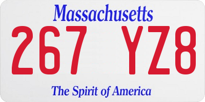MA license plate 267YZ8
