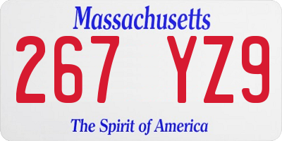 MA license plate 267YZ9