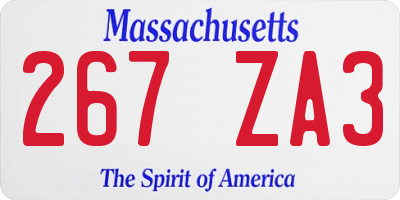 MA license plate 267ZA3