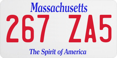 MA license plate 267ZA5