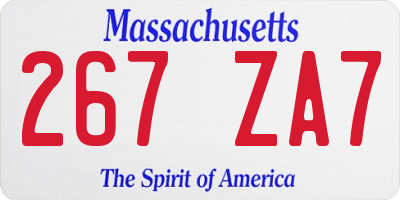 MA license plate 267ZA7