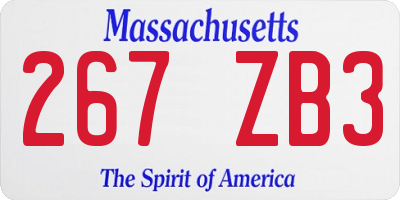 MA license plate 267ZB3
