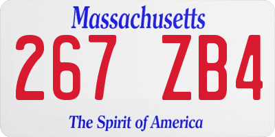MA license plate 267ZB4