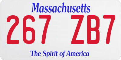 MA license plate 267ZB7