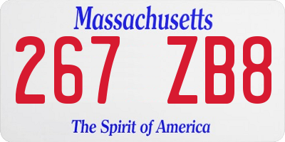 MA license plate 267ZB8