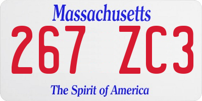 MA license plate 267ZC3