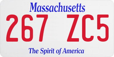 MA license plate 267ZC5