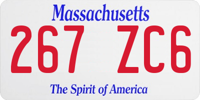 MA license plate 267ZC6