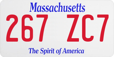 MA license plate 267ZC7
