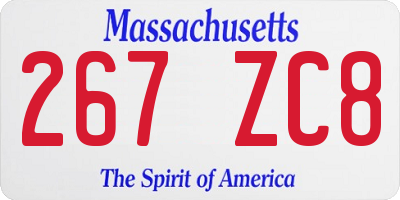 MA license plate 267ZC8