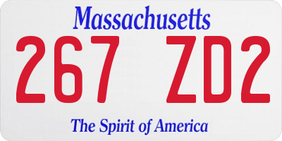 MA license plate 267ZD2