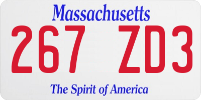 MA license plate 267ZD3