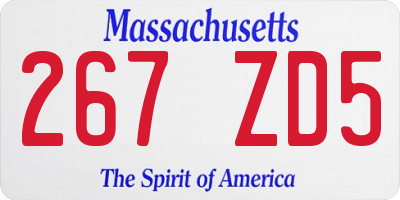MA license plate 267ZD5