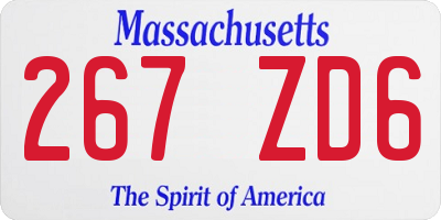 MA license plate 267ZD6
