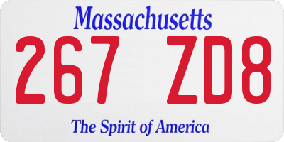 MA license plate 267ZD8
