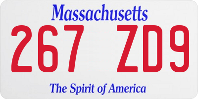 MA license plate 267ZD9