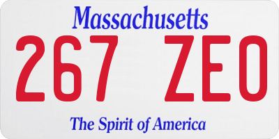 MA license plate 267ZE0