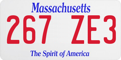 MA license plate 267ZE3