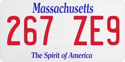 MA license plate 267ZE9