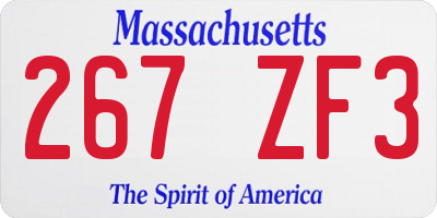 MA license plate 267ZF3