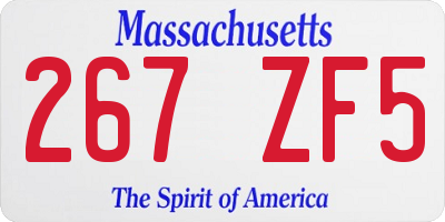 MA license plate 267ZF5