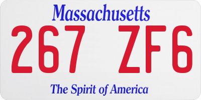 MA license plate 267ZF6