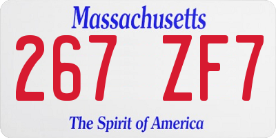 MA license plate 267ZF7